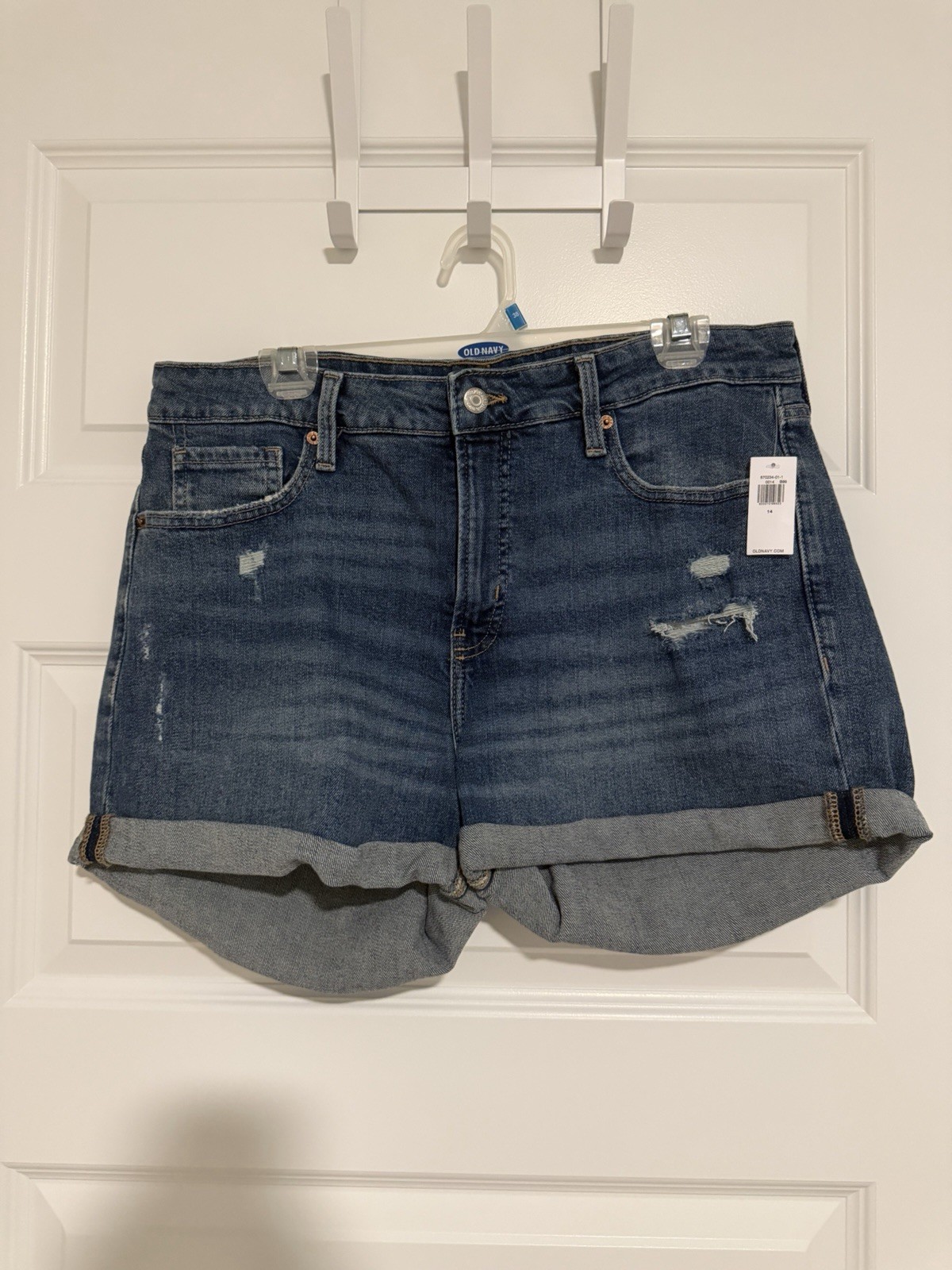 Old Navy Women's Denim Shorts OG Straight High Rise Cutoff, Size 14, Light Wash
