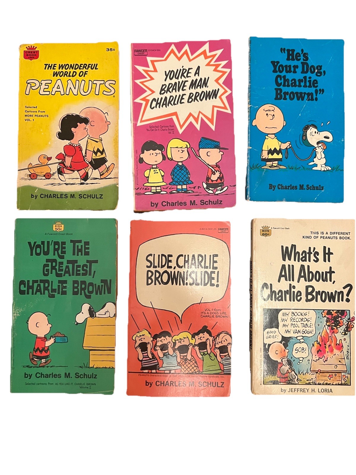 Vintage 1960s-1970s Peanuts Charlie Brown & Snoopy Book Lot of 6