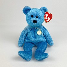 Ty Beanie Babies - CLASSY the People's Beanie Bear Blue Plush Animal Toy 2001 
