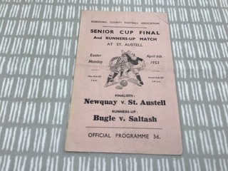 Newquay v St Austell Cornwall Senior Cup Final 6 Apr 1953 Bugle Saltash 4 Pager