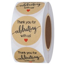 Hybsk 500pcs Thank You for Celebrating with Us 1 ROLL, Type 4(kraft)