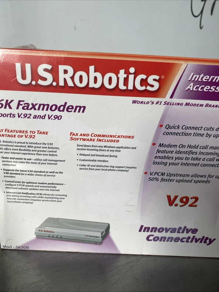 US Robotics 56K Faxmodem Vintage Computing Internet Access ModemNew Sealed 5630B - Image 4 of 4
