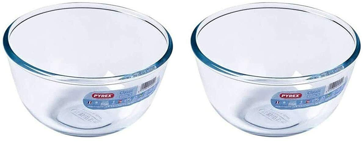 2x Pyrex Classic Fridge Freezer Oven Microwave Dishwasher Glass Mixing Bowl 1L