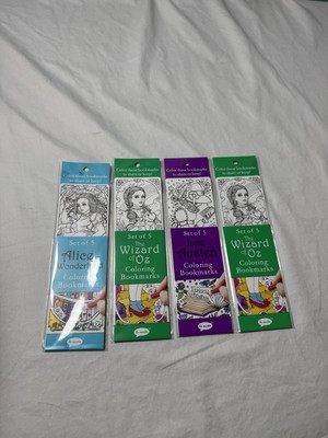 Lot Of 4 Re-marks Alice in Wonderland, Wizard Of Oz, Austen Coloring Bookmarks