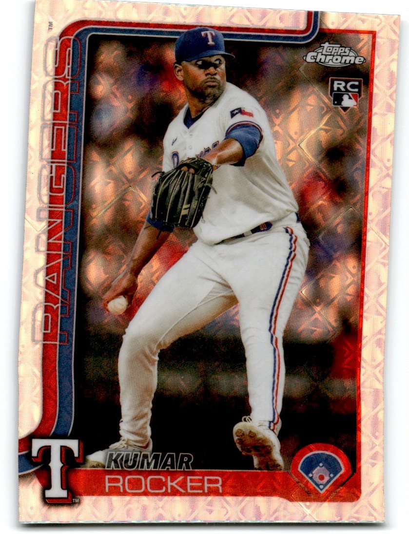 2025 TOPPS CHROME LOGOFRACTOR KUMAR ROCKER RC TEXAS RANGERS #73