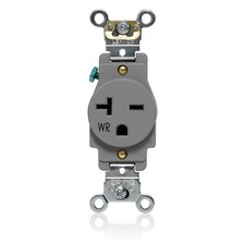 Leviton Single Receptacle Outlet, Weather-Resistant, 20 Amp, 250 Volt, Heavy-...