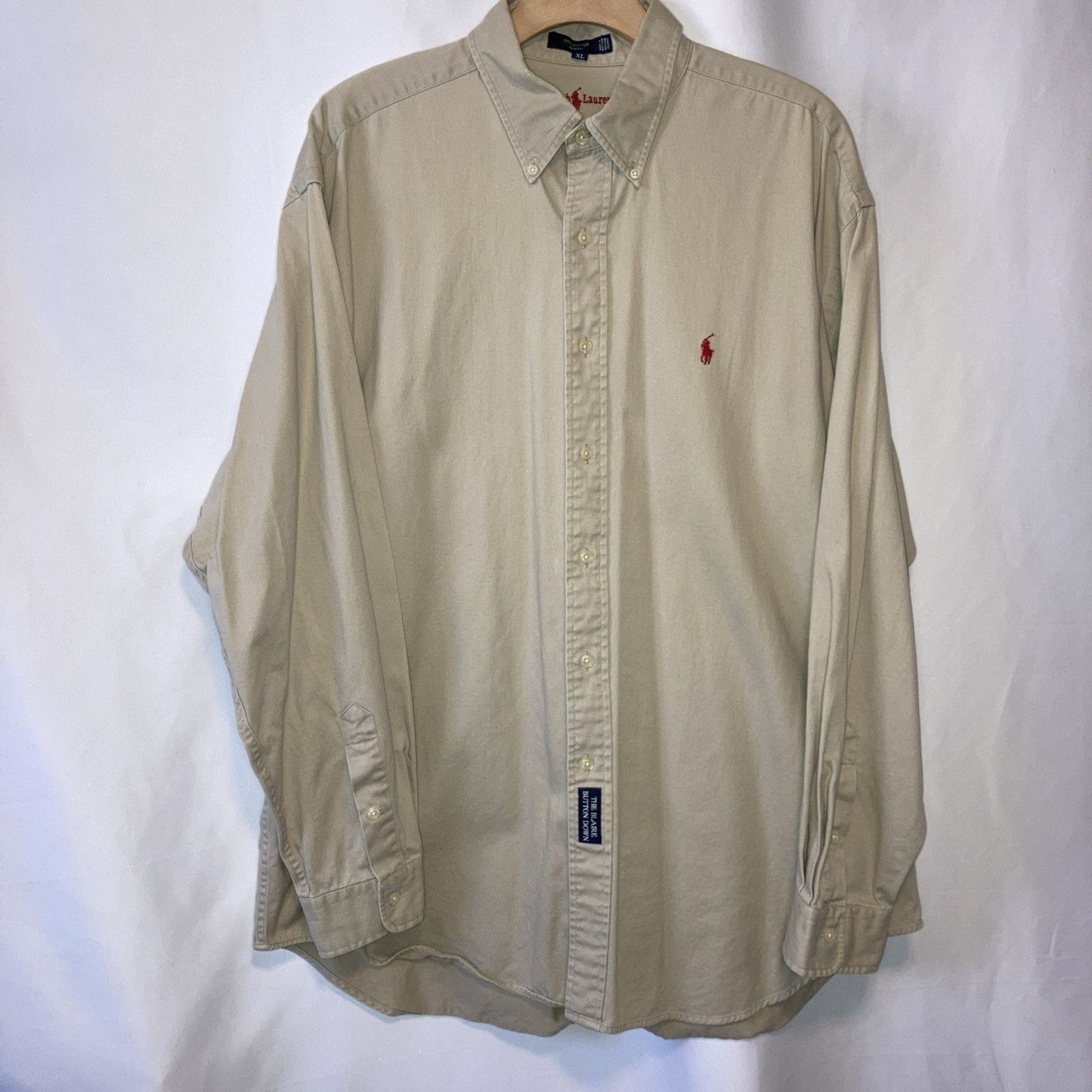 S Xl Brown Tan Long Sleeve Button Down Blair Preppy Pony