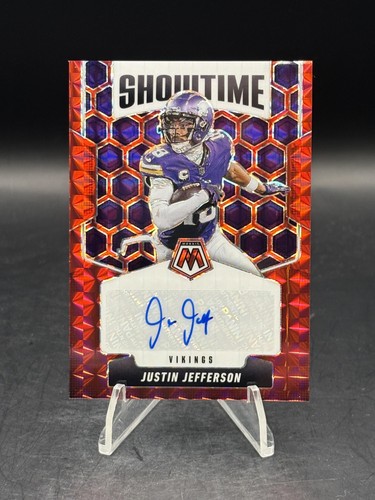 Justin Jefferson [Red] #SOS-JJE 2025 Panini Mosaic Showtime Signatures card