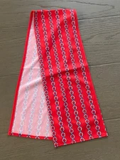 Vintage Red Chain Pattern Scarf 34” Satin Retro Head Neck Fashion Classic