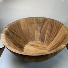 Solid Wood Salad Serving Bowl with Serving Utensils Large 16  X 9  Rustic Cabin