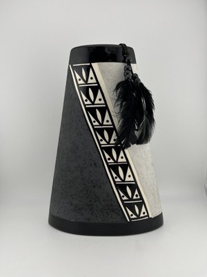 Native American Pottery Vase Buffalo Dancer A.C. Dorn Signed Acoma Style