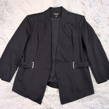 Roz Ali Jacket Womens L Blue Blazer Open Front Lightweight Preppy Comfort