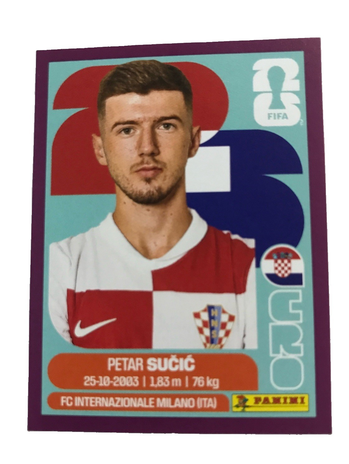 2026 Panini FIFA World Cup Sticker Petar Sucic Purple Parallel - CRO 15