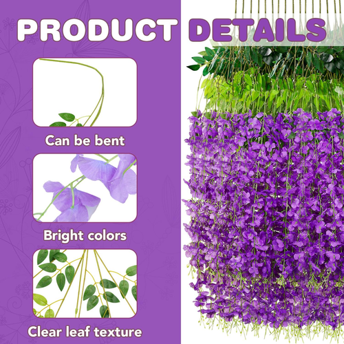 Wisteria Hanging Flowers,Hanging Flowers,Wisteria,Fake Hanging Flowers,Fake Wist - Picture 3 of 12