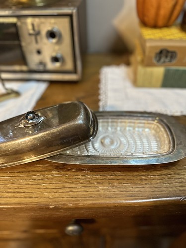 Butterdose mit Deckel versilberter Glaseinsatz - Bild 5 von 6