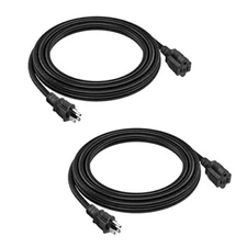 2-Pack 8ft Extension Cord Outdoor 16 AWG Heavy Duty Power Cord 3 Prong SJTW N...