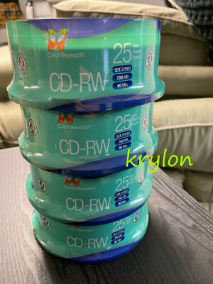 LOT of 4  Color Research CD-RW 80 min 700MB 25 pack (total 100)