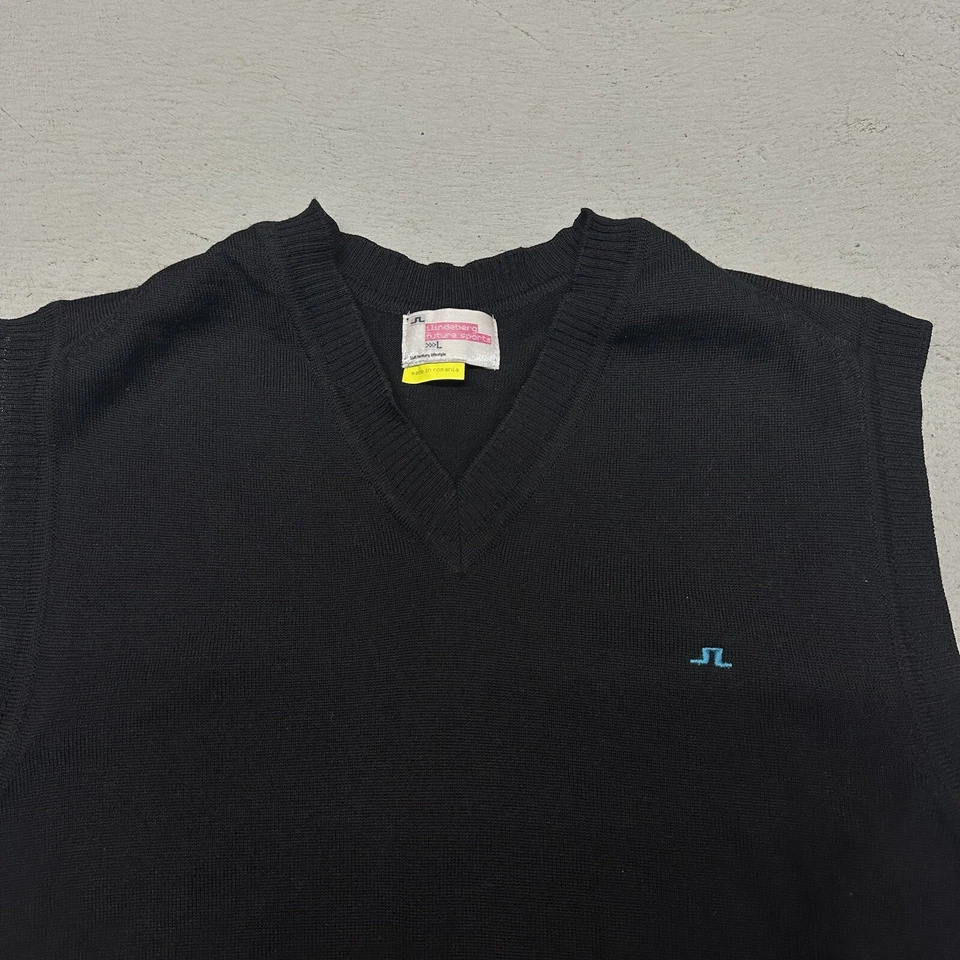Chaleco Suéter J Lindeberg Para Hombres Cuello en V 100% Lana Merino para Hombres L Negro Future Sports Foto 3 de 4