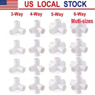 4pcs 1/2'' 3/4'' 1'' 1.2'' 1.5'' PVC 3/4/5/6-Way Elbow Connector Pipe Fittings White