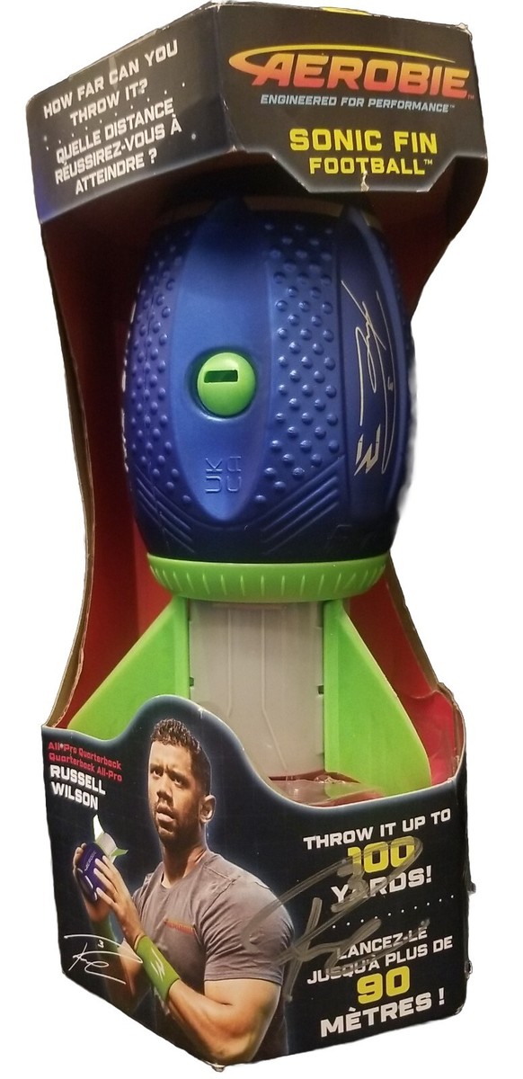 Autographed*** Russell Wilson Aerobie Sonic Fin Football for Kids