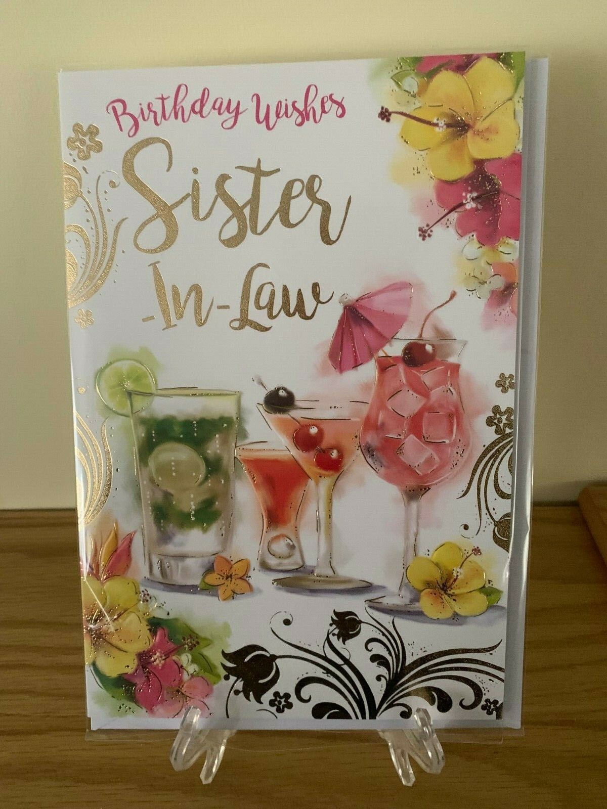FEMALE BIRTHDAY WISHES SISTER-IN-LAW  - GOLD FOIL QUALITY CARD