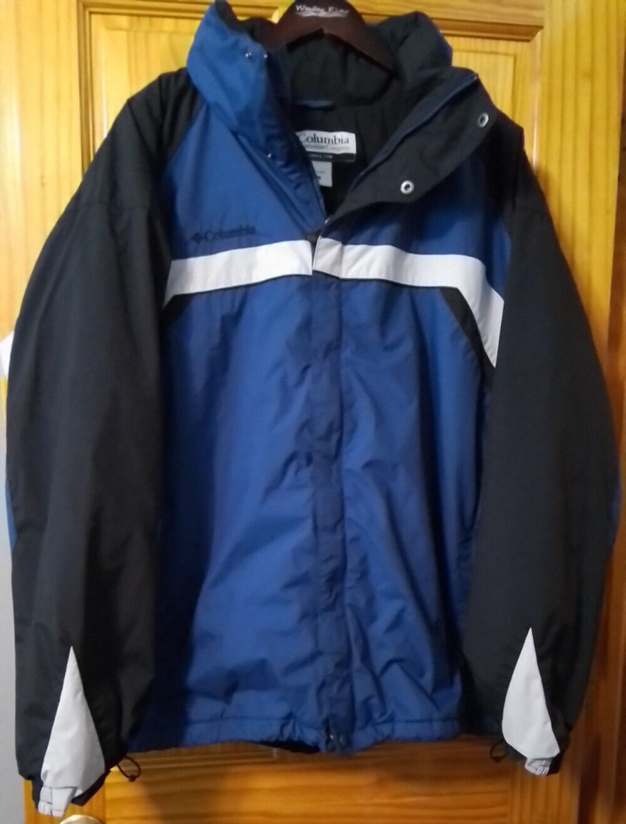 Columbia Jacket Mens XXL Blue White Nylon Winter Ski Coat