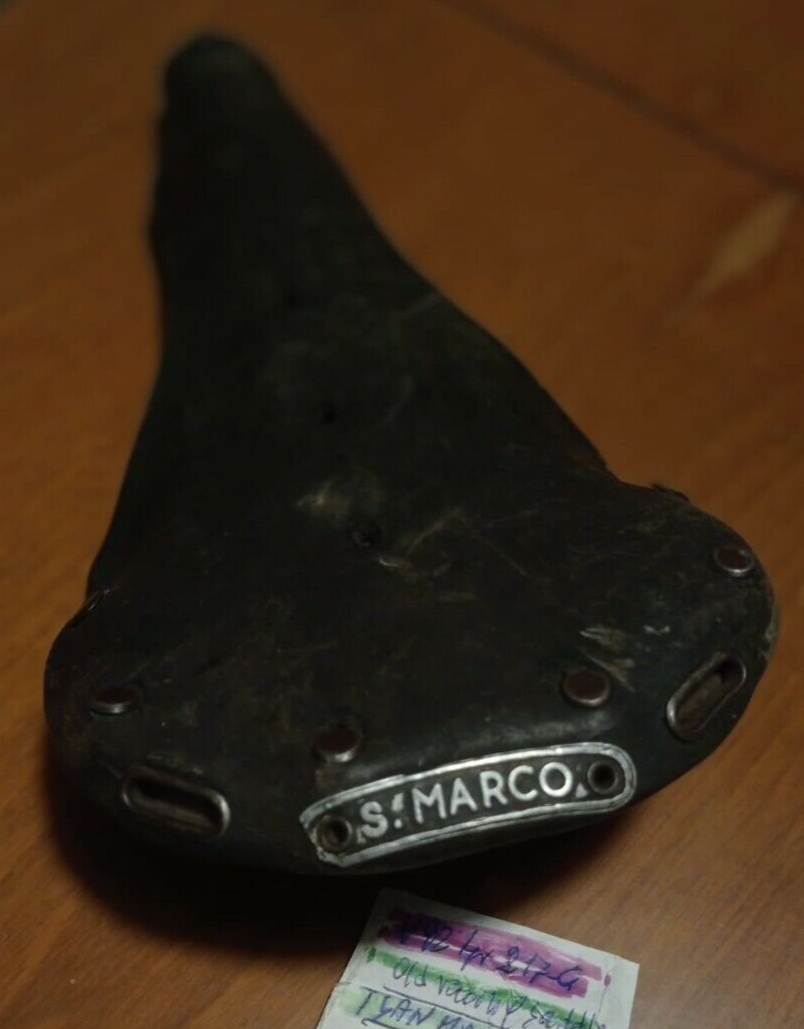 OLD SOLID CUSTOMIZED LEATHER SADDLE SAN MARCO BRAND SELLA BICI VINTAGE