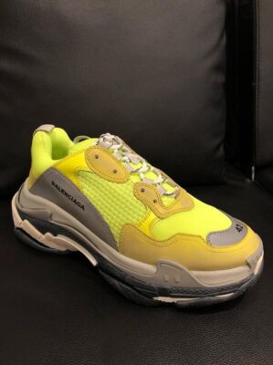 Balenciaga Triple S Sneaker Neon Yellow Grey Speed Flat Trainer 42