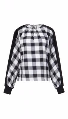  NWT Tibi PLAID TOP WITH LUREX DETAIL $450