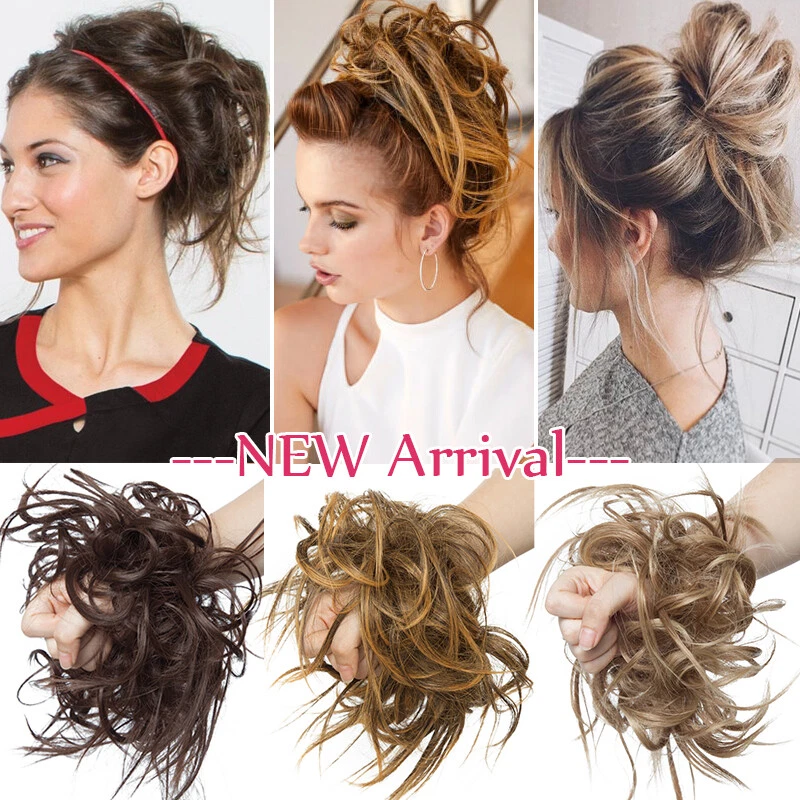 THICK X-LARGE Messy Bun Hair Piece Scrunchie Updo Wrap Hair Extensions as Human - Image 3 of 4