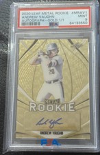 2020 LEAF METAL ROOKIE ANDREW VAUGHN GOLD PRIZM SUPERFRACTOR RC AUTO #1/1 PSA 9