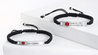 Custom Engraved Medical Id Bracelet Rope Women's/Men's 8mm/6mm Choice Stainless