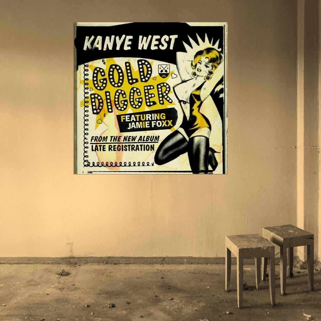 Kanye West Gold Digger Music Lyrics Print Canvas Poster Bedroom