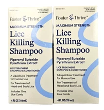 F&T Lice Kill Shampoo w/ comb MAX STRENGTH 4oz ( 2 bottles ) --