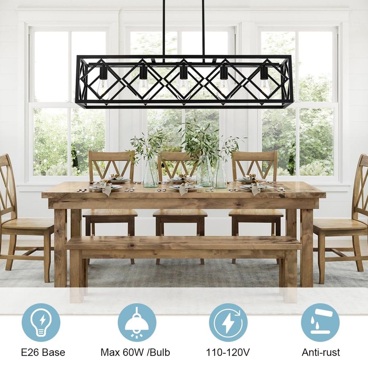 Chandelier Living Room Ceiling BONLICHT Rustic Hall Foyer Cage