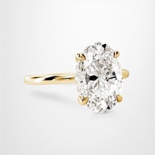 IGI Lab Grown 2.65 Ct Oval Cut Diamond Engagement Ring 18k Yellow Gold 5 6