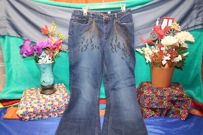 Route 66 Women's Low Rise Beaded Blue Jeans Size 12 pants bottoms classic Sale!*
