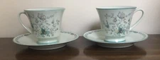 2 Set  Noritake PARADISE Mint Green 8223 W80 Pattern CUP & SAUCER 8 oz Excellent