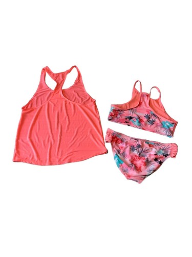 Zero Xposer 3 Pc Racerback Bikini Swimsuit Tank Top Girls Youth Sz 16 Pink EUC - Picture 2 of 23
