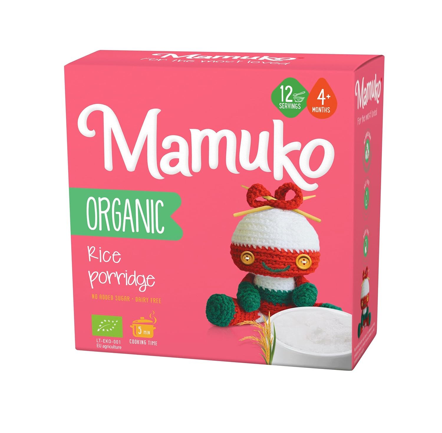 MAMUKO Baby Organic Porridges for 4 Months+ , 200g No Added Sugar, Dairy Free,