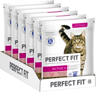 6x750g Perfect Fit Katzenfutter Trockenfutter Active 1+ mit Rind