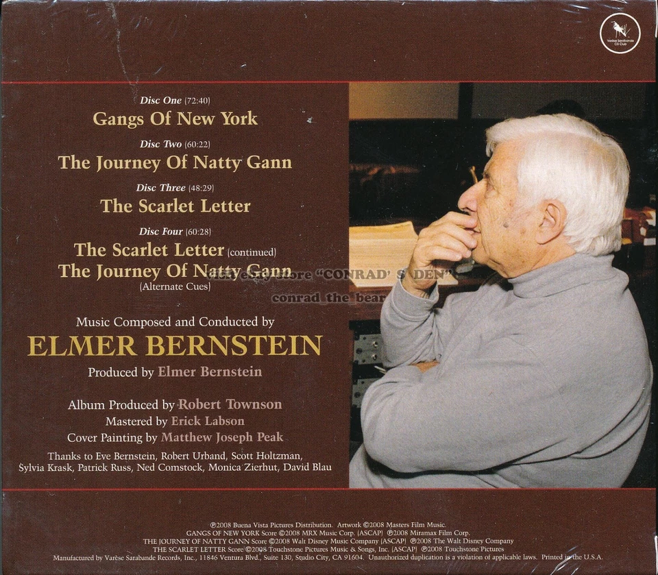 Elmer Bernstein THE UNUSED SCORES Varese Club 4CD set SEALED Gangs of New York - Image 2 of 2
