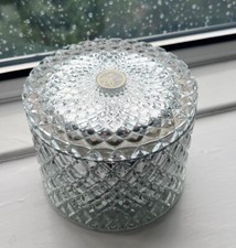 FIREWOOD & SILVER FIR SAND + FOG MEDIUM CANDLE DOUBLE WIK CUT GLASS SILVER JAR