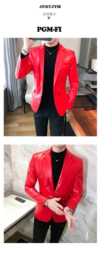 Weiße Herren Anzug Lederjacke / Herren Anzug Blazer Elegant Business Mantel - Bild 12 von 27