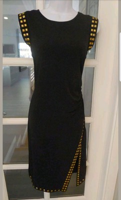 michael michael kors stud trim side slit dress