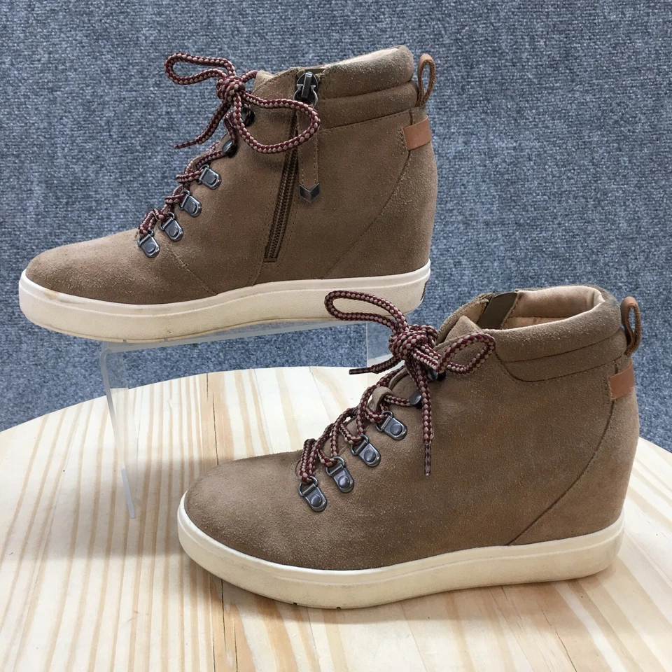 Dr Scholls Shoes Womens 6 M Suri Wedge Sneakers Beige Leather Lace Up Round Toe - Image 2 of 4