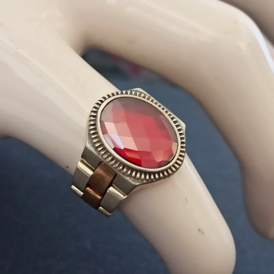 Pulseira de relógio anel masculina retrô prata 925 bronze jejum vermelho vintage 9,25 presente feminino - Imagem 2 de 4