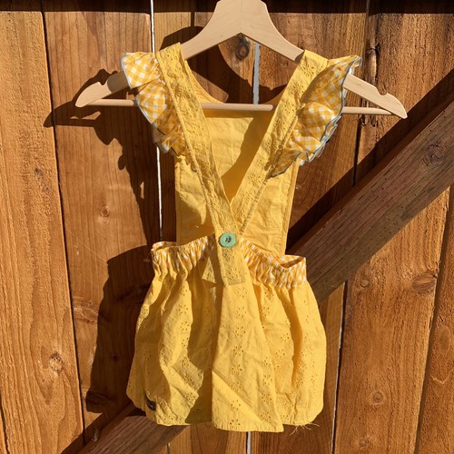 Matilda Jane SPLENDID SUNSHINE PINAFORE Dress Kids 4 Yellow Eyelet Daydream NWT - Picture 3 of 4