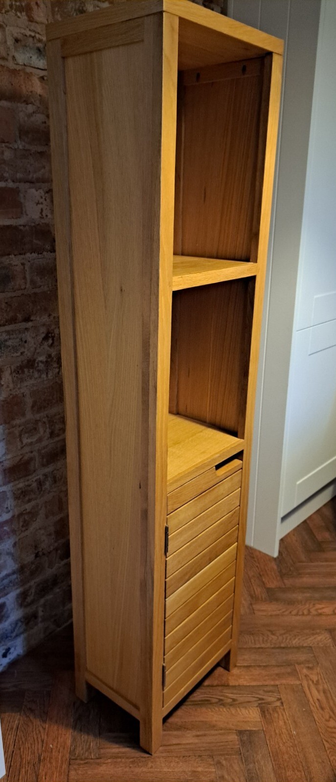 Dunelm Oak Slatted Bathroom Storage Tall Unit Wooden eBay