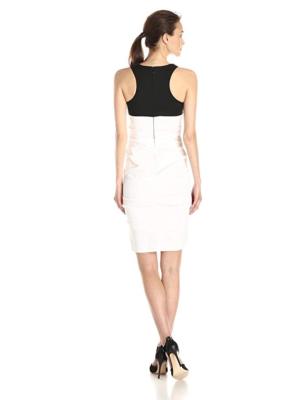 NWT Nicole Miller Stretch Linen Sheath Dress Size 10 White & Black (Size 8)  | eBay